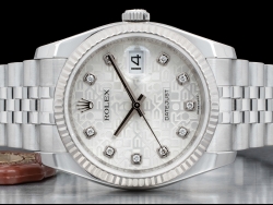 Rolex Datejust 36 Argento Jubilee Crownclasp Silver Lining Diamonds - 116234